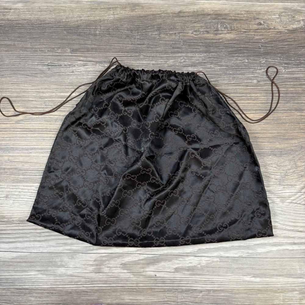 Gucci Black Satin Monogram Drawstring Dust Bag Large 18.5x14.5 Handbag Storage